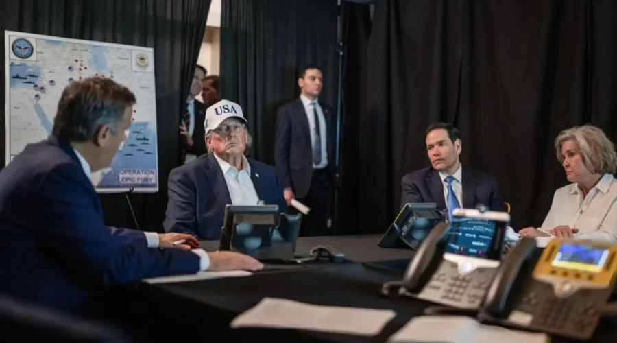 President Donald Trump oversees "Operation Epic Fury" at Mar-a-Lago in Palm Beach, Fla.