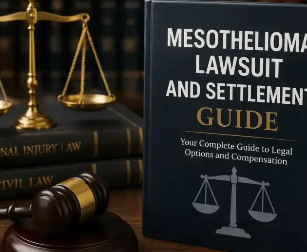 Judge's gavel beside a legal document representing a mesothelioma lawsuit and settlement claim for asbestos compensation.